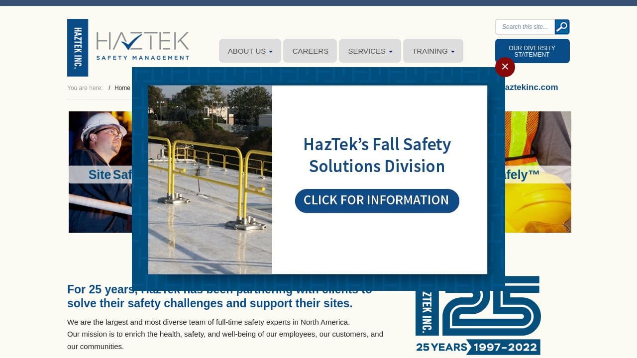 HazTek Safety Management website screenshot