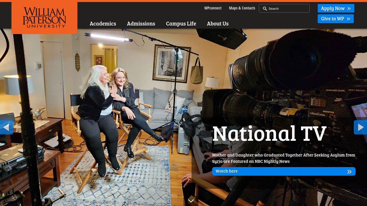 William Paterson University of New Jersey website screenshot