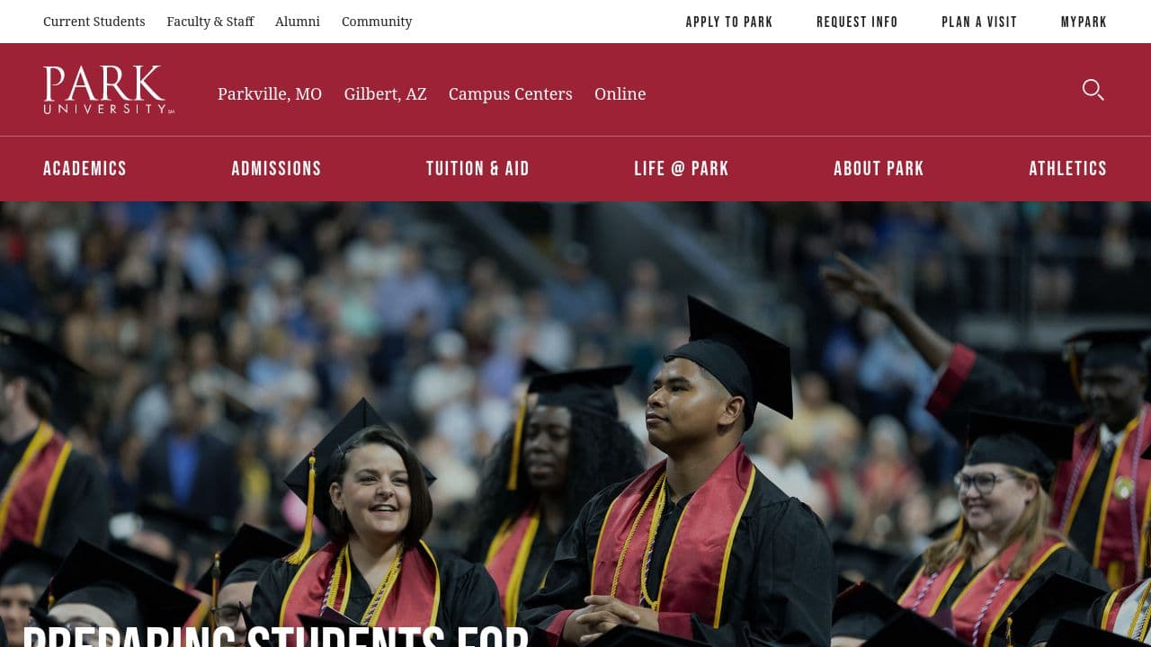 park university website screenshot