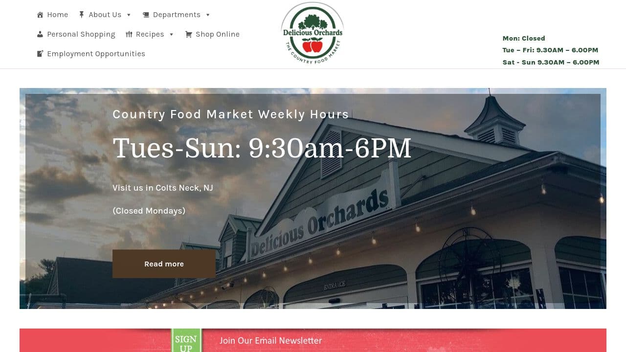 Delicious Orchards website screenshot