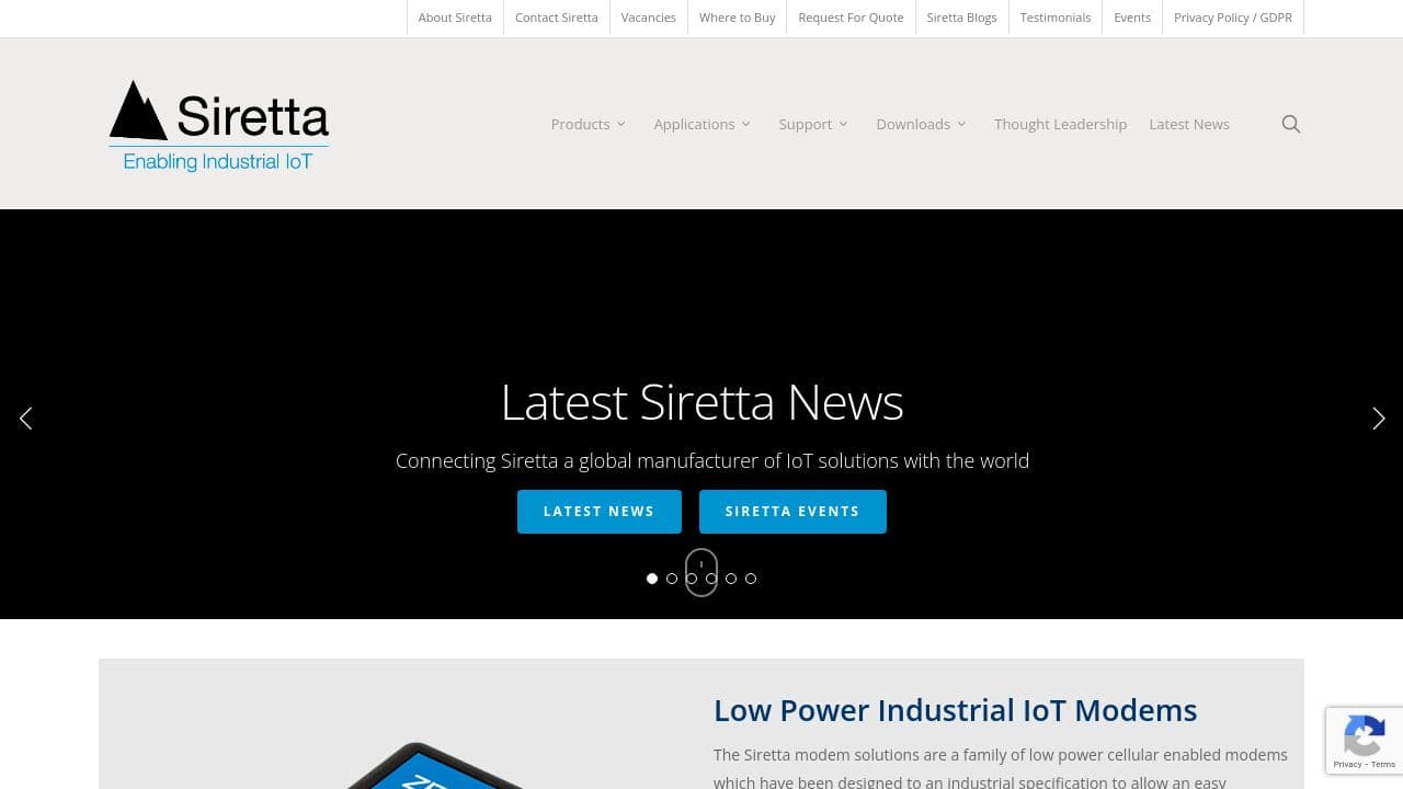 Siretta Ltd website screenshot