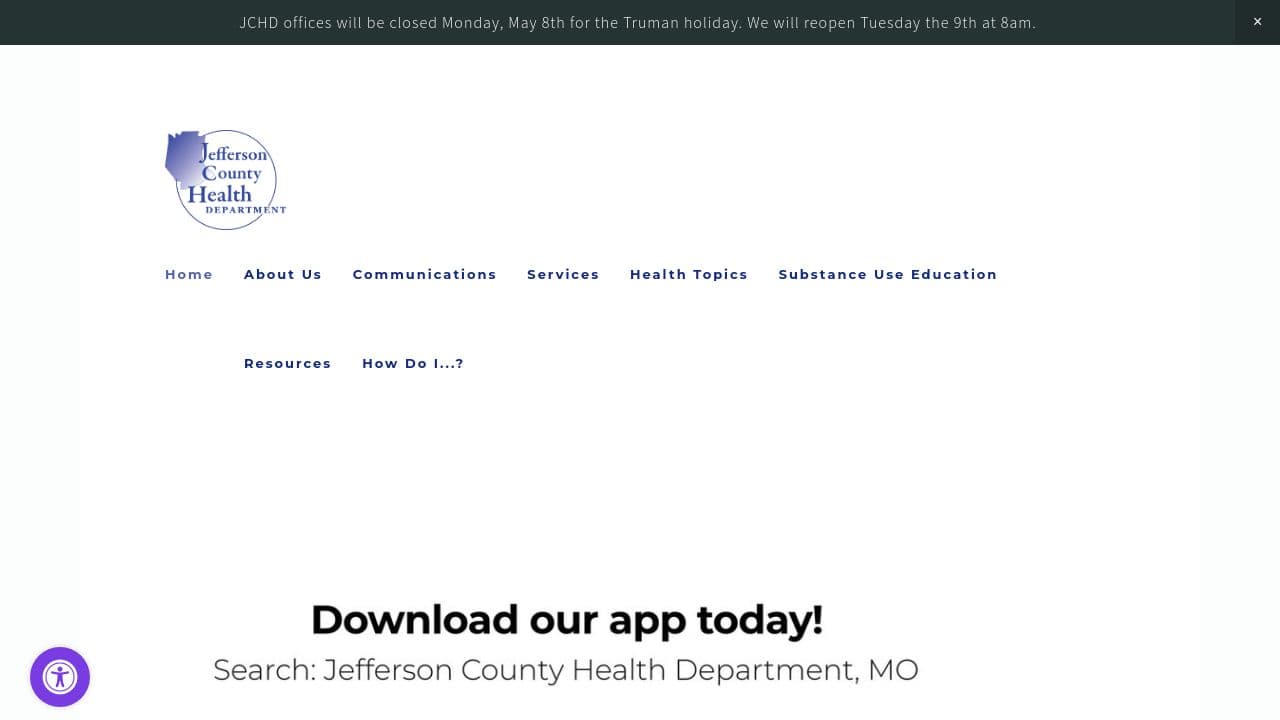 Jefferson County Health Department website screenshot
