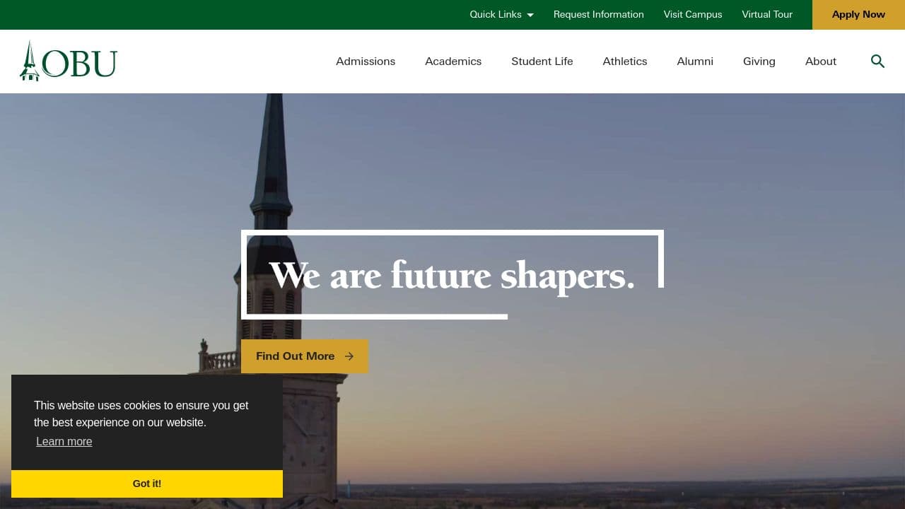 Oklahoma Baptist University website screenshot
