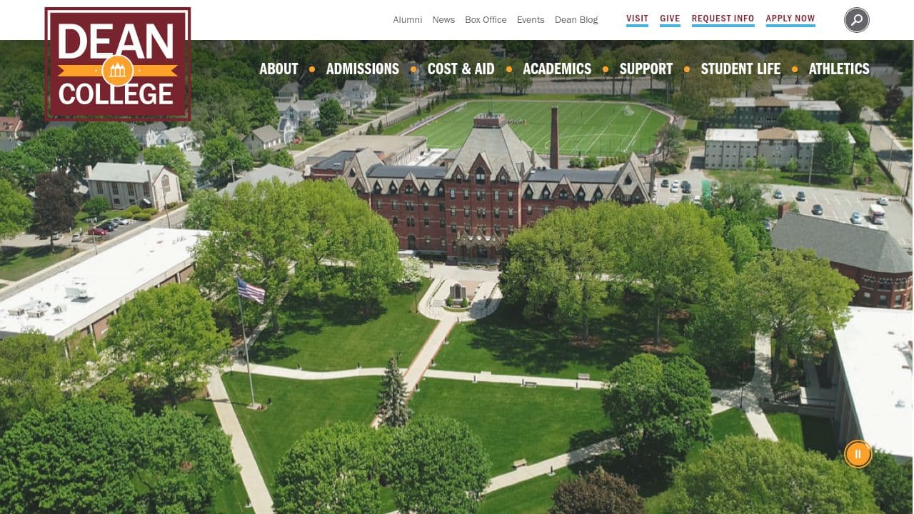 Dean College website screenshot