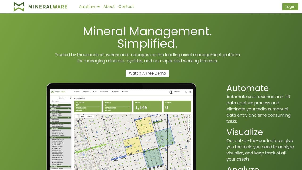 MineralWare website screenshot