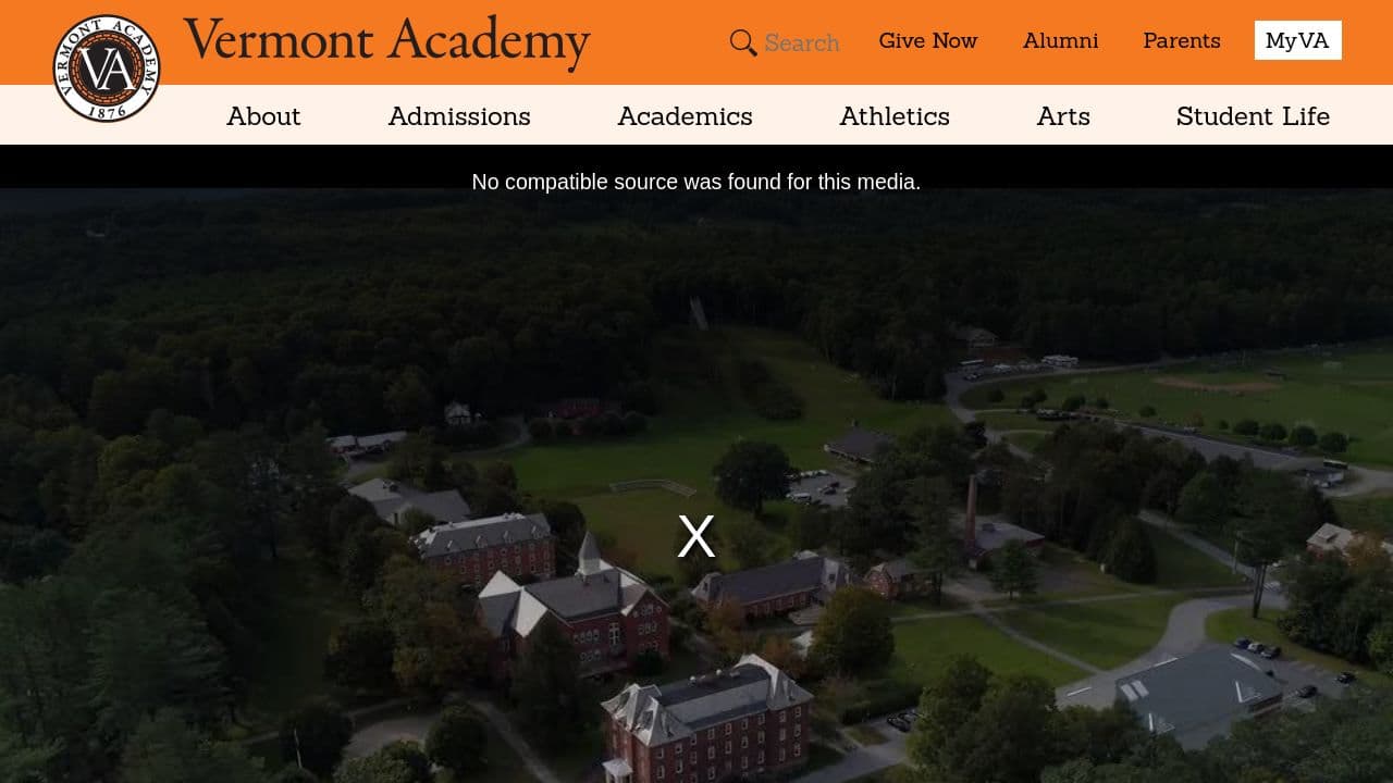 Vermont Academy website screenshot