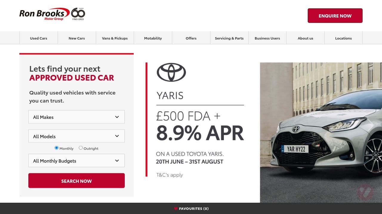 Ron Brooks Motor Group website screenshot