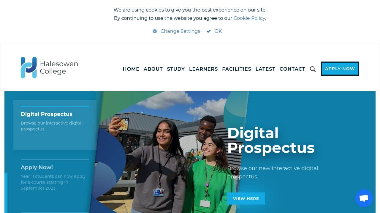 Halesowen College website screenshot