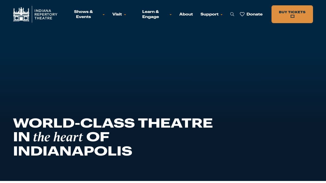 Indiana Repertory Theatre website screenshot