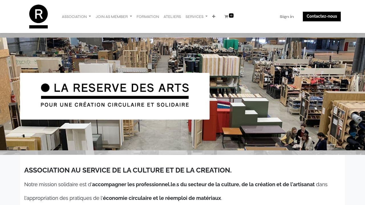 LA RESERVE DES ARTS website screenshot