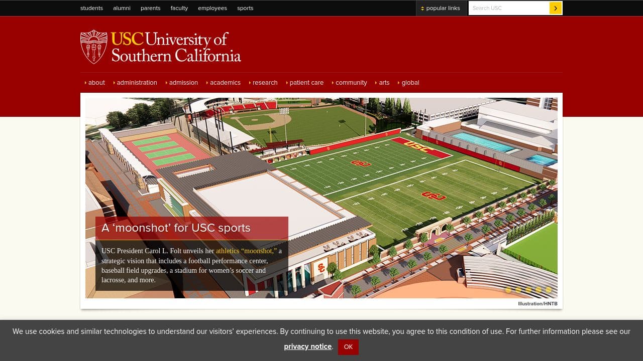 Keck School of Medicine of the University of Southern California website screenshot
