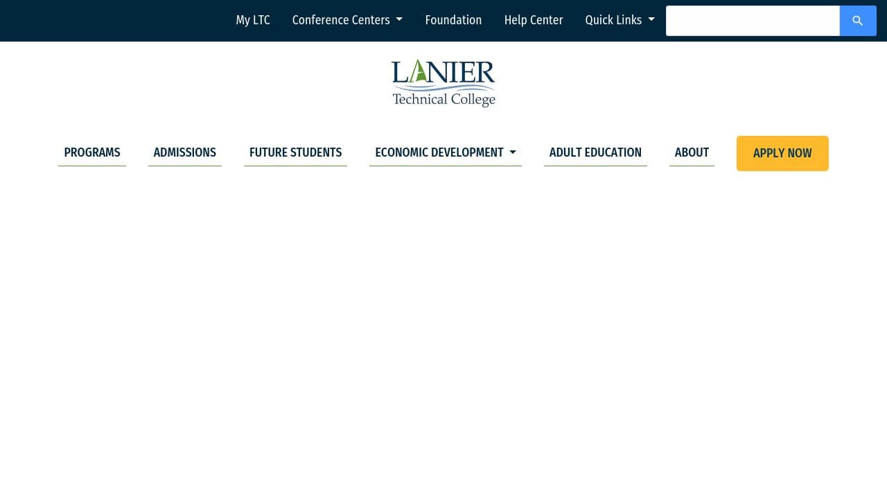 Lanier Technical College website screenshot