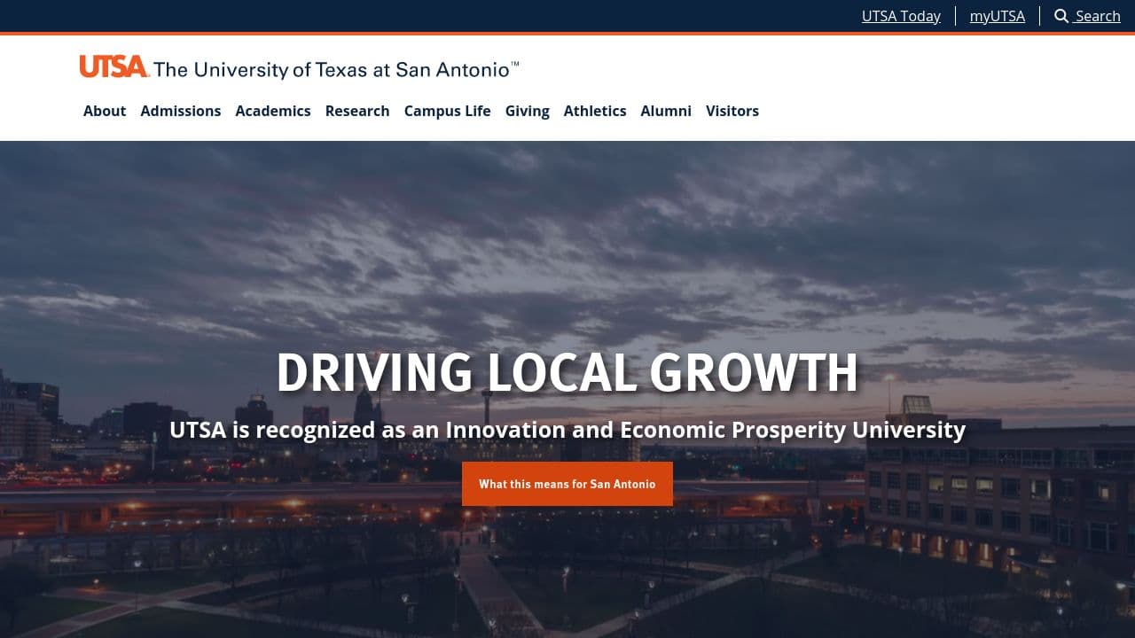 UTSA Carlos Alvarez College of Business website screenshot