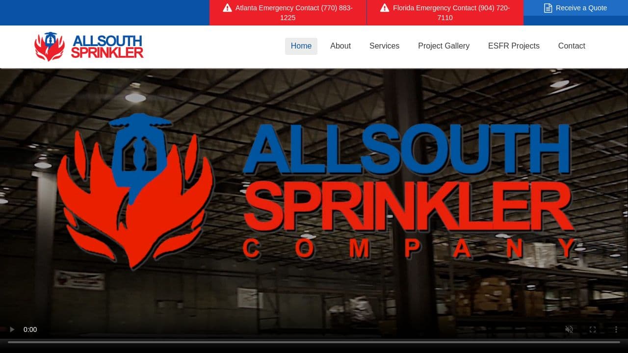 Allsouth Sprinkler Company website screenshot