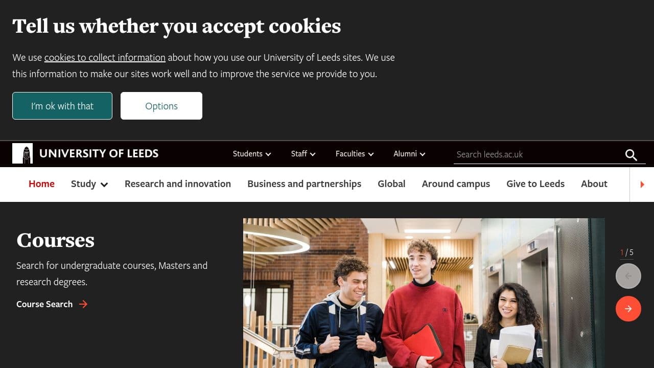 university of leeds website screenshot