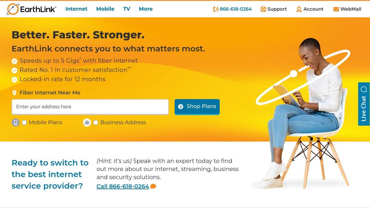 EarthLink website screenshot