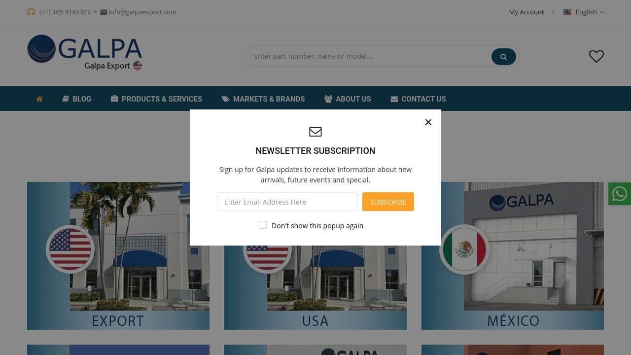 Galpa Export Corp website screenshot