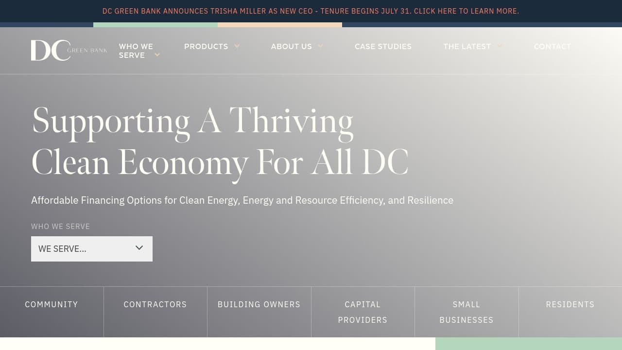 DC Green Bank website screenshot