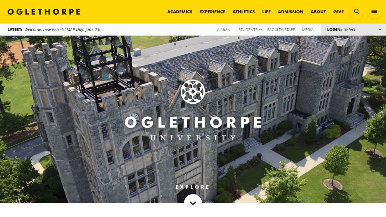 Oglethorpe University website screenshot