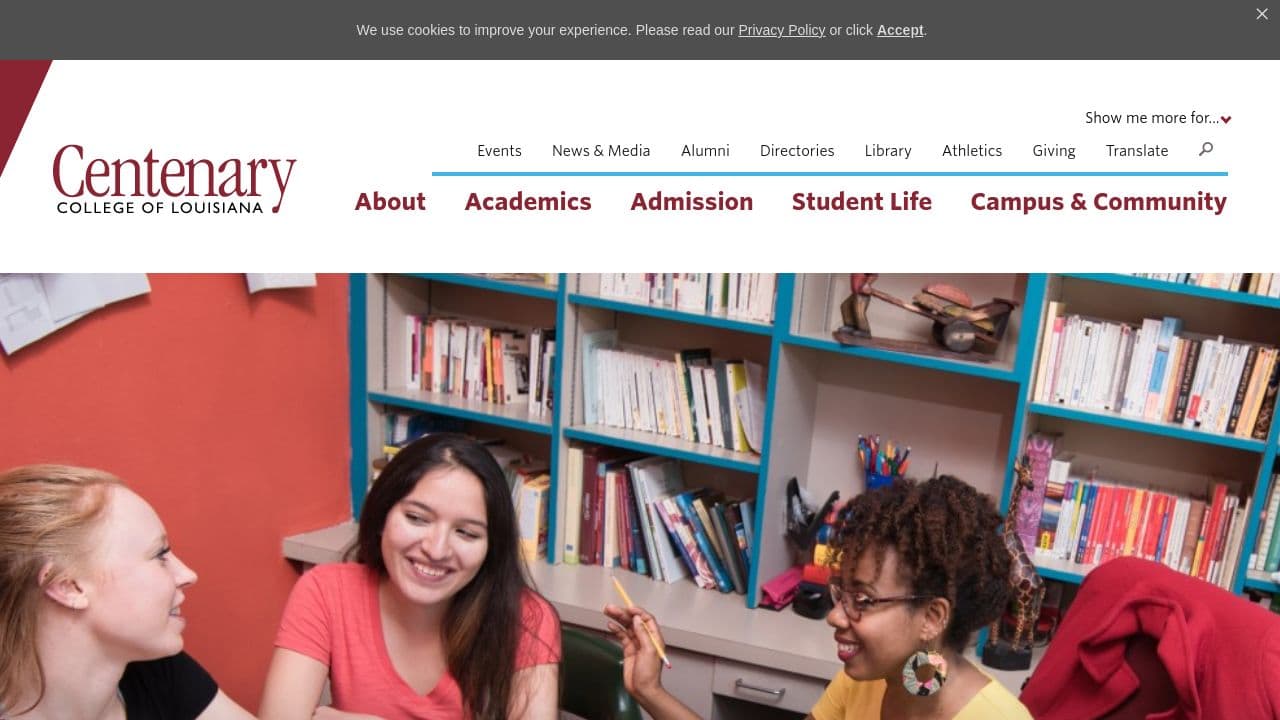 Centenary College of Louisiana website screenshot