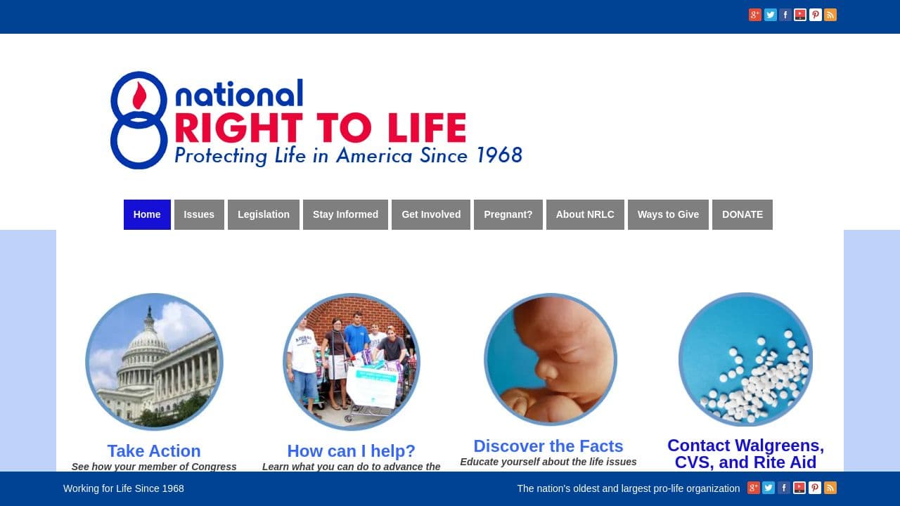 National Right To Life website screenshot