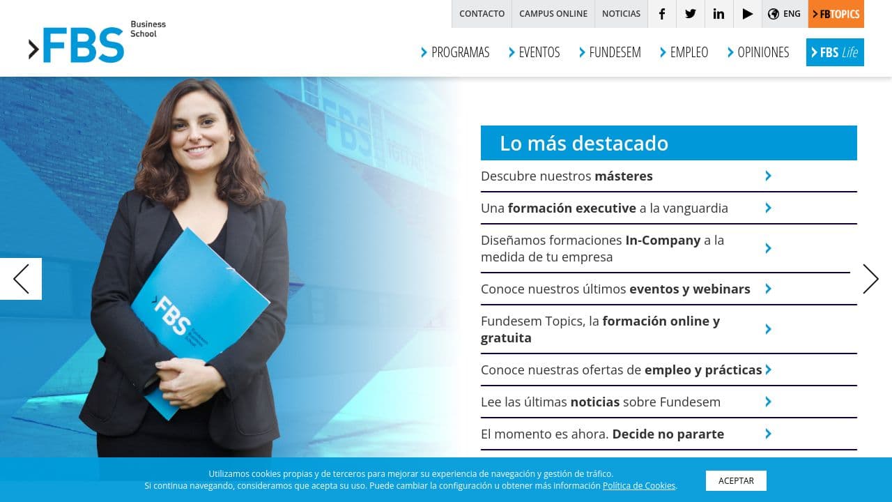 Fundesem Business School website screenshot