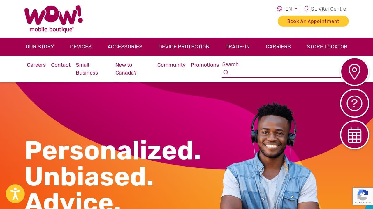 WOW! mobile boutique website screenshot