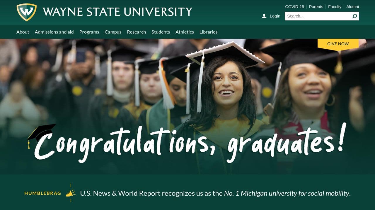Wayne State University School of Medicine website screenshot