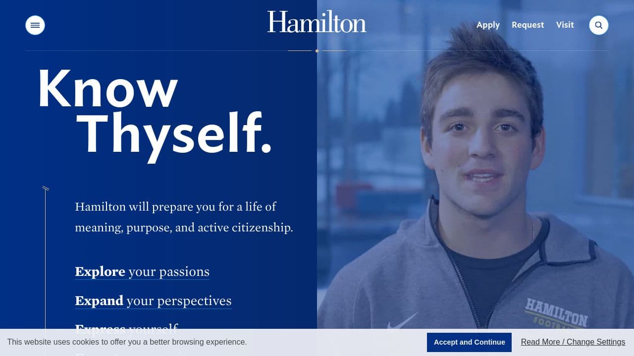 Hamilton College website screenshot