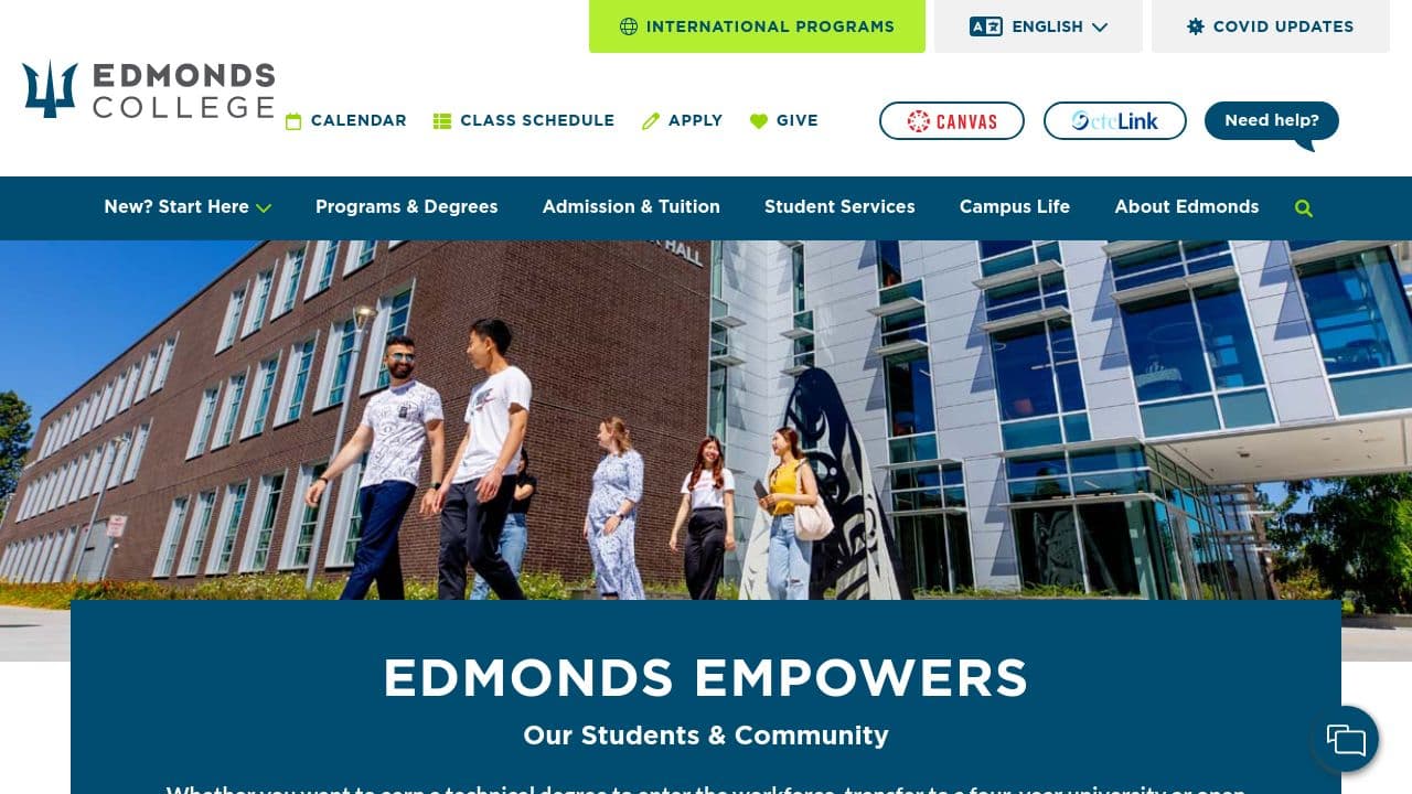 edmonds college website screenshot