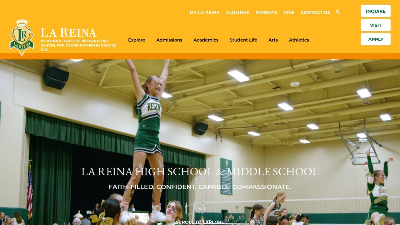 La Reina High School website screenshot