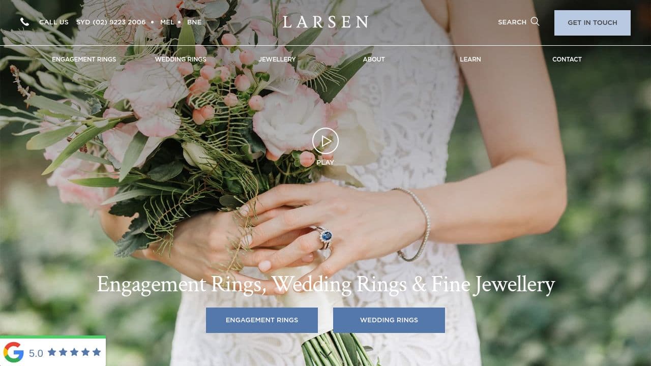 Larsen Jewellery website screenshot
