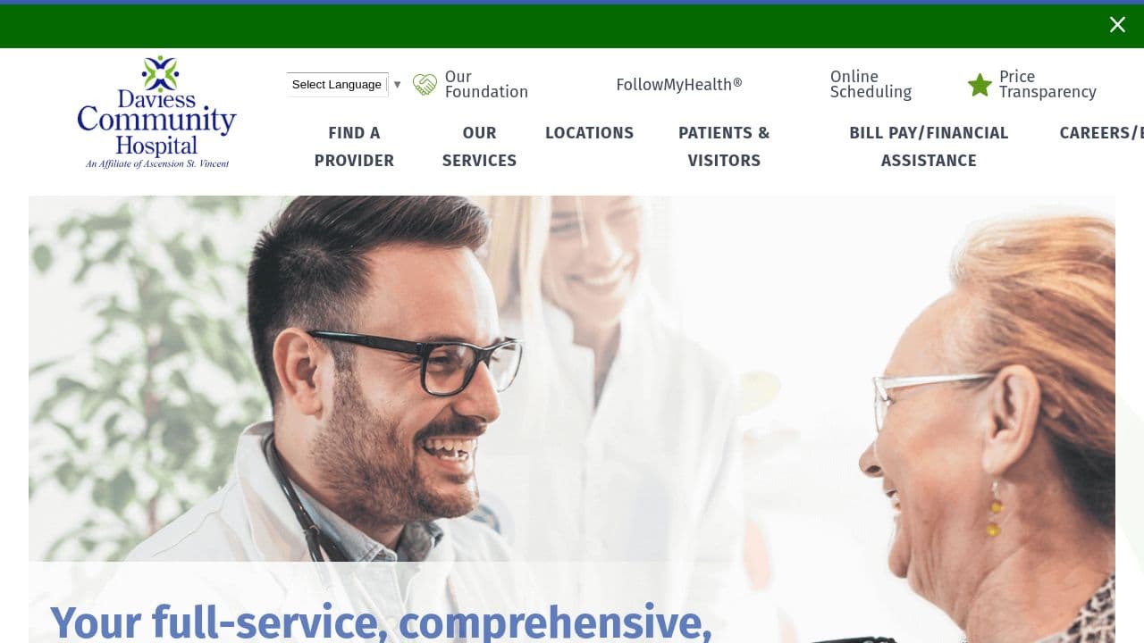 Daviess Community Hospital website screenshot