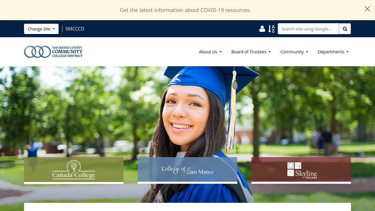 San Mateo County Community College District website screenshot