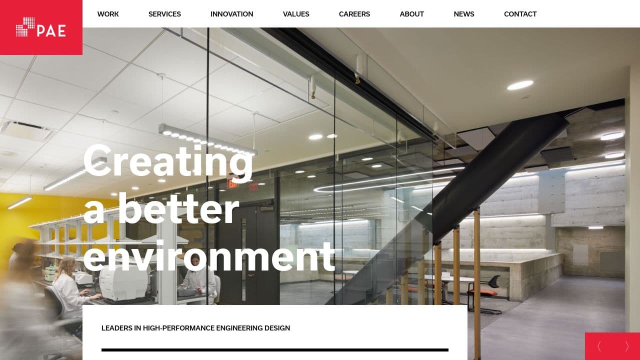 PAE website screenshot