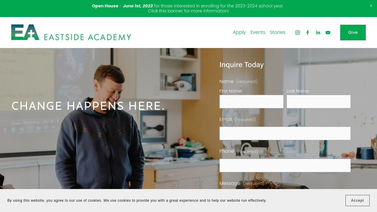 Eastside Academy website screenshot