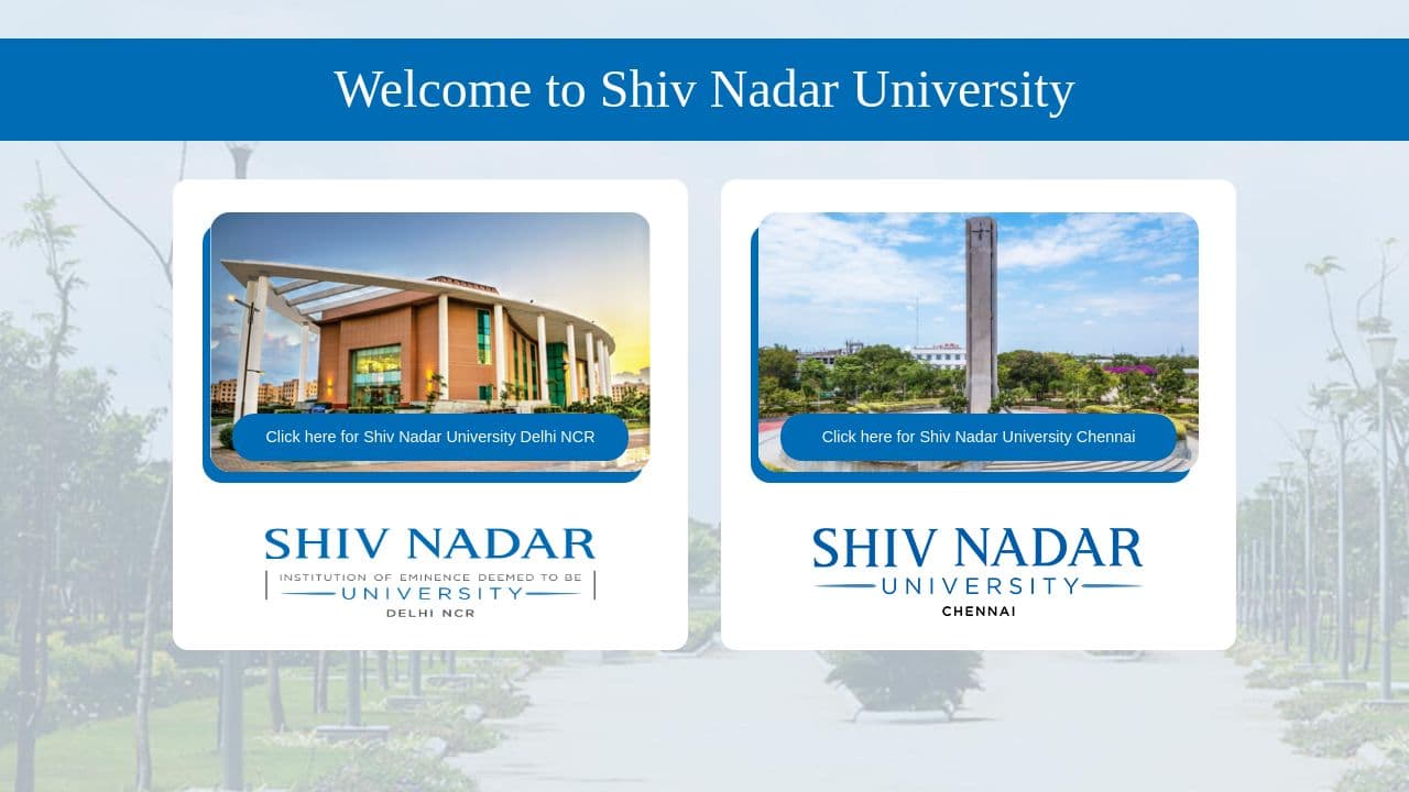 Shiv Nadar University website screenshot