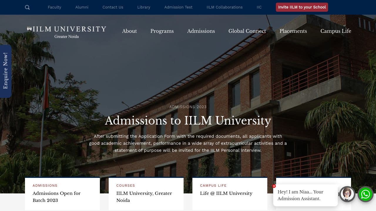 IILM Graduate School of Management website screenshot