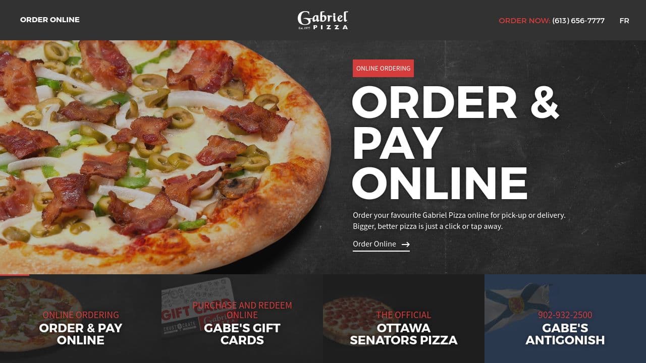 Gabriel Pizza Franchise Corporation website screenshot
