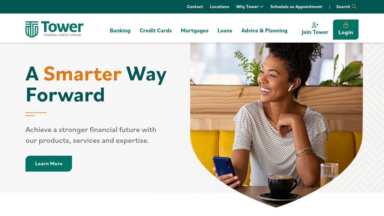 Tower Federal Credit Union website screenshot