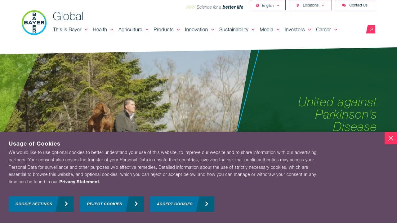 Bayer | Pharmaceuticals website screenshot