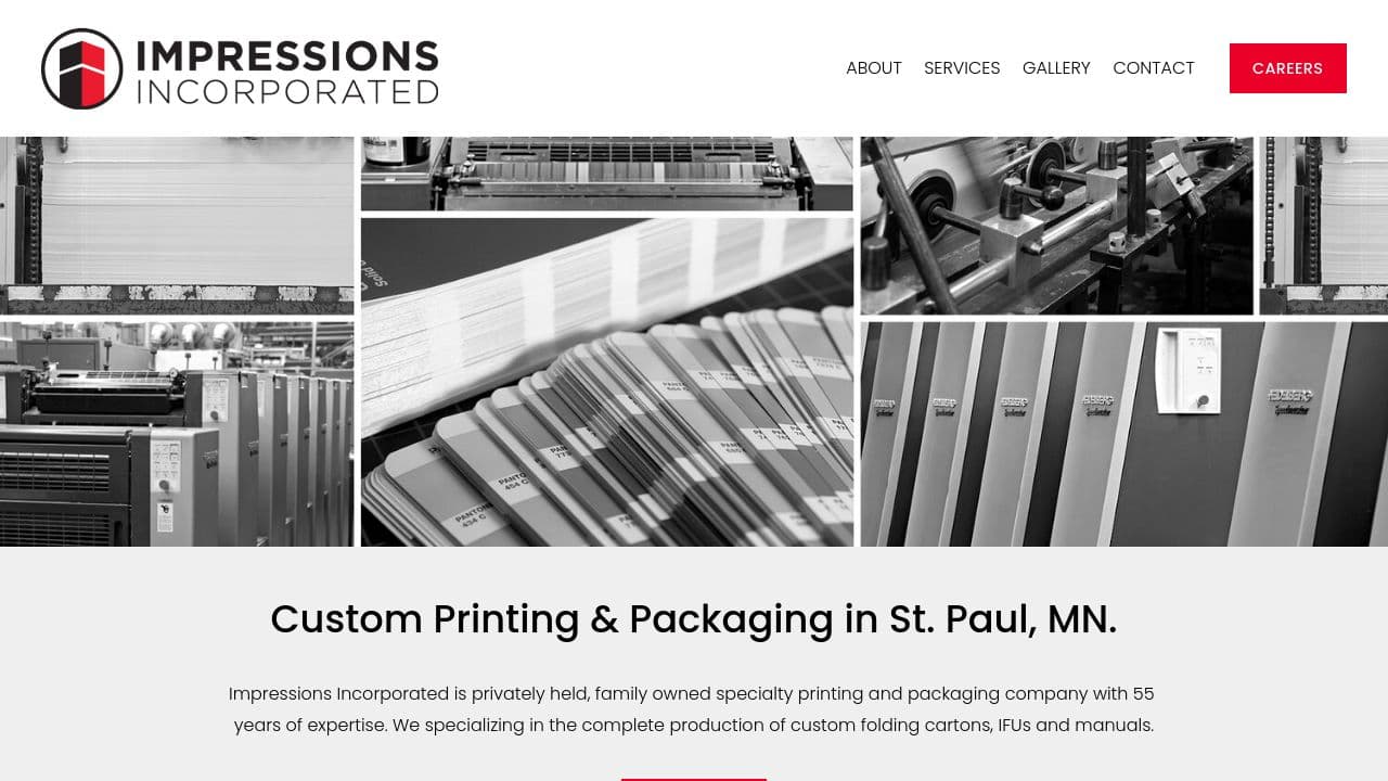 Impressions Inc, a Mill Rock Packaging Company website screenshot