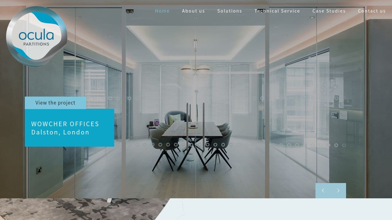 Ocula Partitions website screenshot