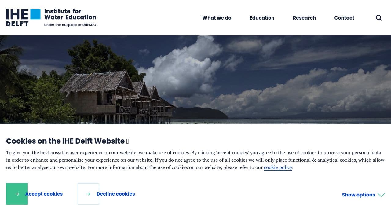 IHE Delft Institute for Water Education website screenshot