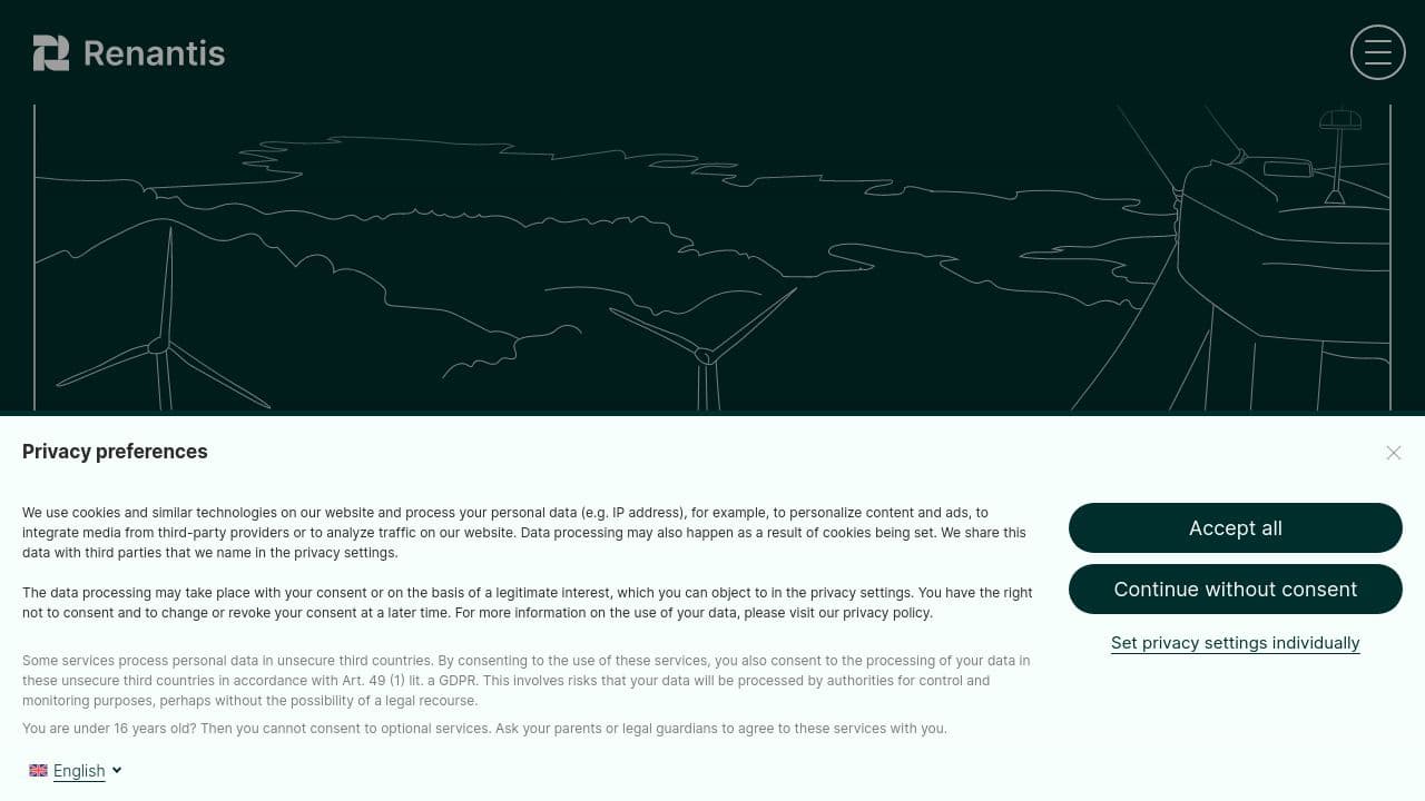 Renantis website screenshot