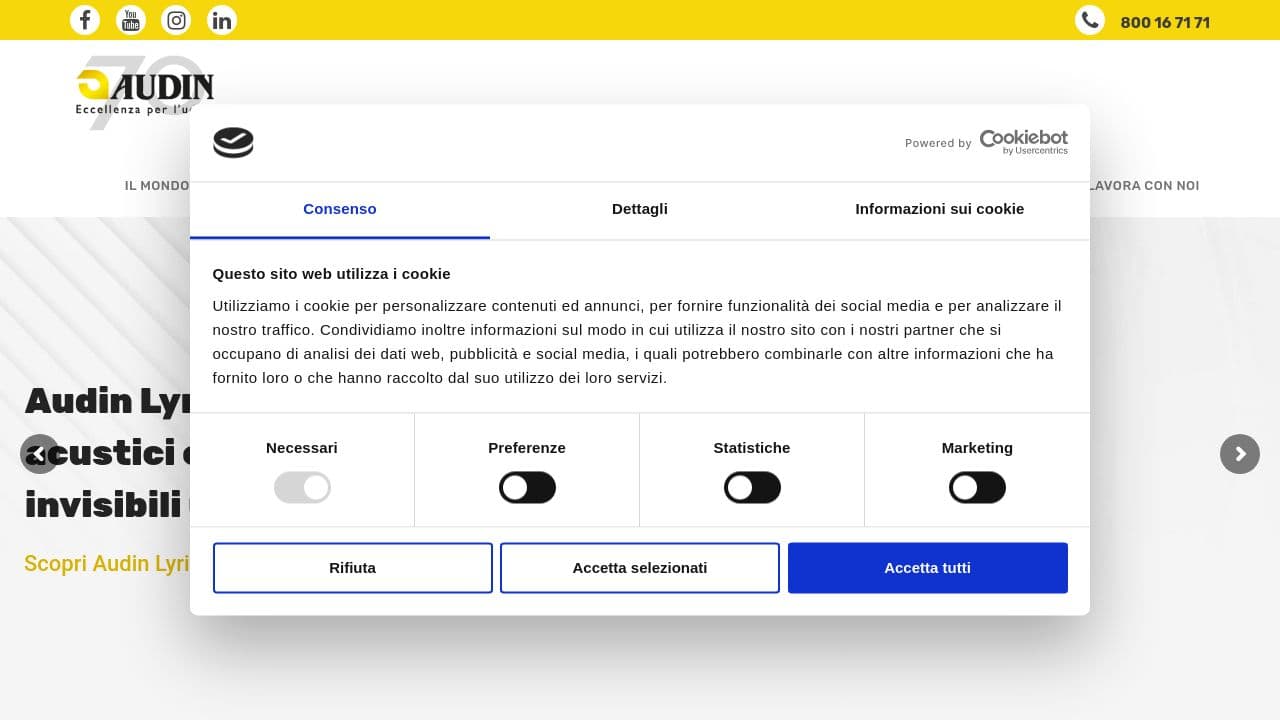 Audin Eccellenza per l'udito website screenshot