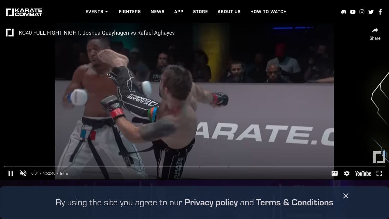 Karate Combat website screenshot