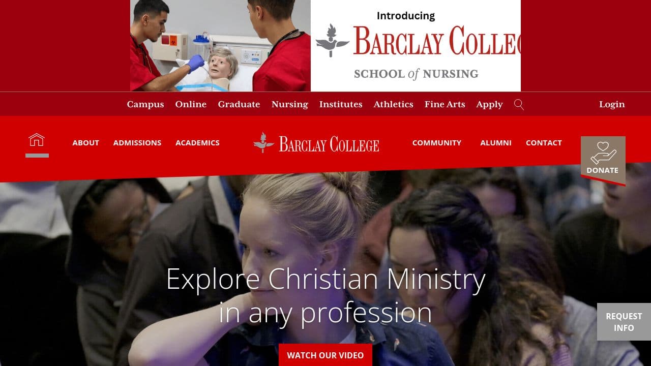 Barclay College website screenshot
