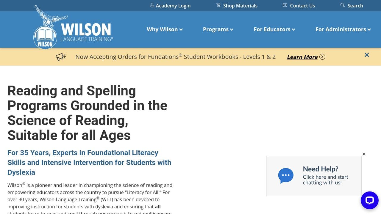 Wilson Language Training website screenshot