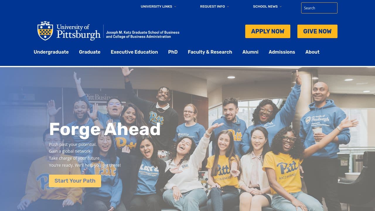 University of Pittsburgh Katz Graduate School of Business website screenshot